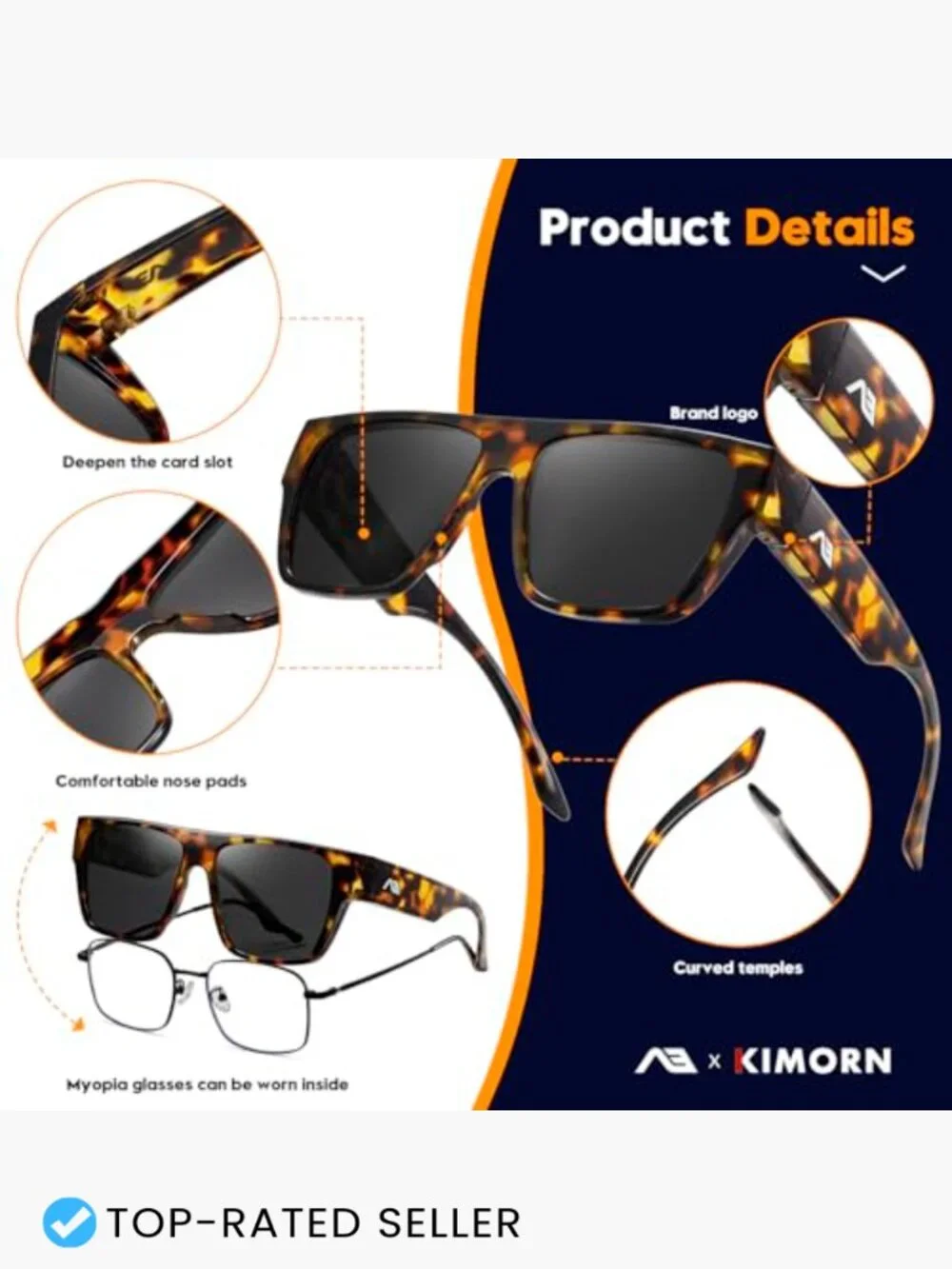 Fit Over Glasses Square Sunglasses Polarized UV400 Protection Trendy Retro